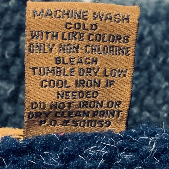 Y2K Gear For Sports Sherpa Fleece Sweater XL Navy Marled Gray Trim Pullover - Picture 7 of 7